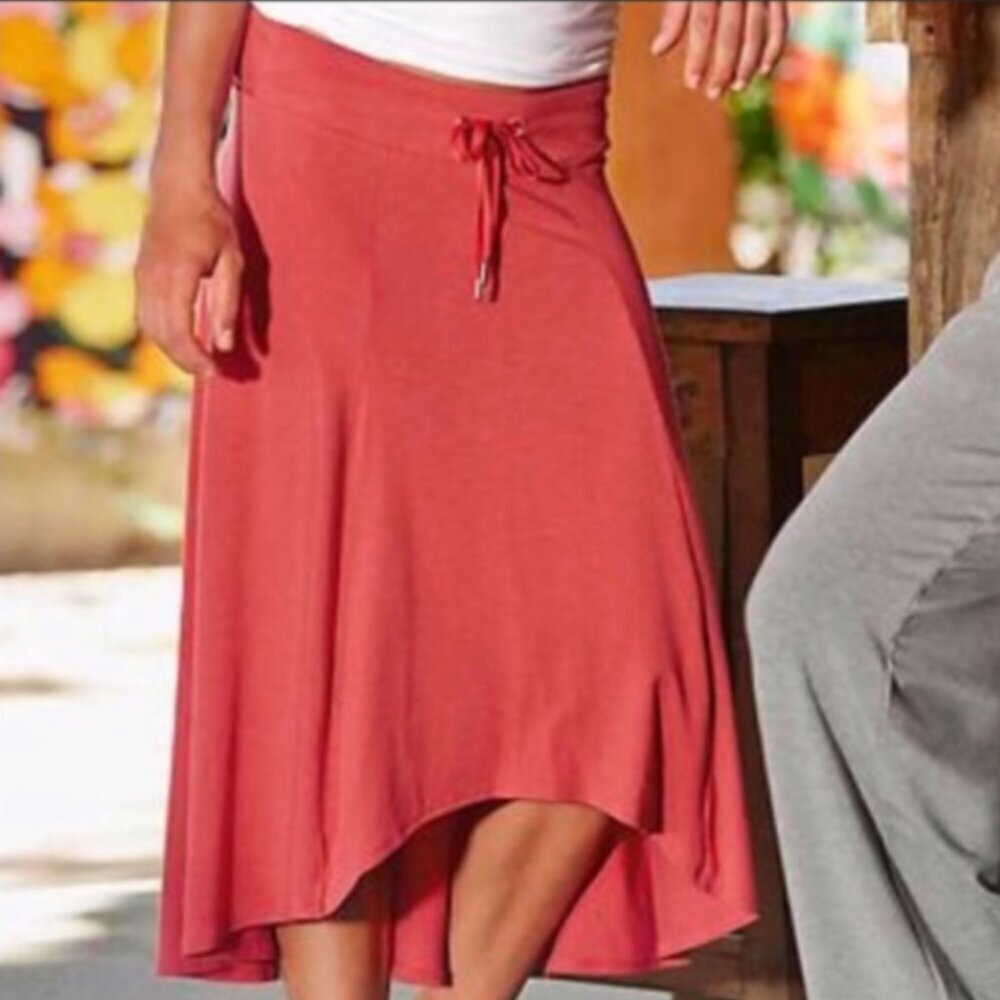 Athleta Pura Vida High Low Midi Skirt XL‎ Pink Melon Coral #129V